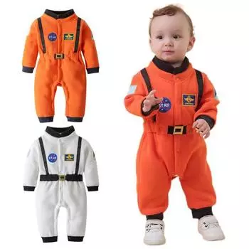 Детский комбинезон «Астронавт», комбинезон для косплея с эластичной талией, унисекс, комбинезон на Хэллоуин с вышитыми узорами для малышей 12-18M белый