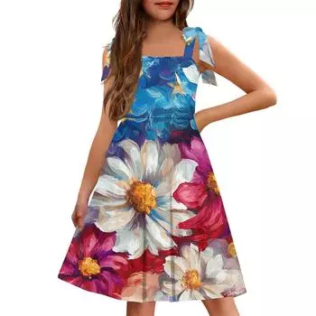 Детский комбинезон без манжет с карманом, квадратным вырезом горловины, повседневное платье с принтом ко Дню Независимости 140