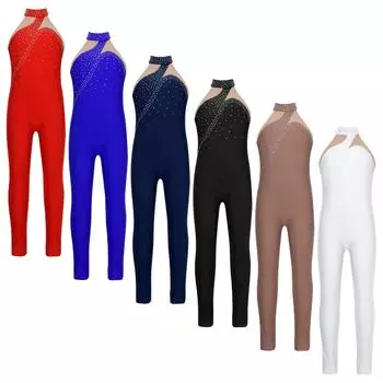 Детский комбинезон без рукавов для фигурного катания для девочек, гимнастический комбинезон для танцев, боди, спортивный комбинезон, танцевальная одежда 5-6 Years красный