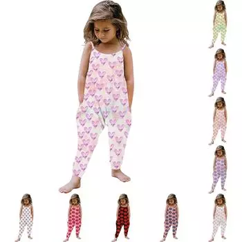 Детский комбинезон без рукавов для малышей и девочек на лето с принтом ко Дню святого Валентина 130