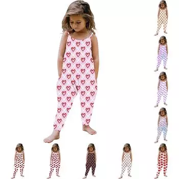 Детский комбинезон без рукавов для малышей и девочек на лето с принтом ко Дню святого Валентина 100 бежевый