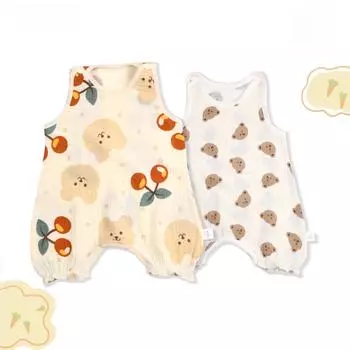 Детский комбинезон без рукавов из чистого хлопка с марлей - летний цельный жилет 73 cm