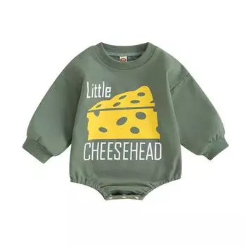 Детский комбинезон, длинный рукав, круглый вырез, буквы, принт, осенний комбинезон, одежда для девочек и мальчиков 12-18 Months зелёный