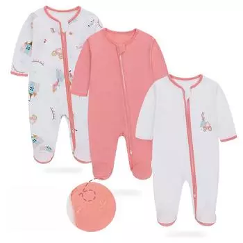 Детский комбинезон из 3 предметов, весенне-осенний комбинезон с длинными рукавами и облегающими ножками, детский комбинезон на молнии, нескользящая одежда для новорожденных 59cm0-3 зелёный