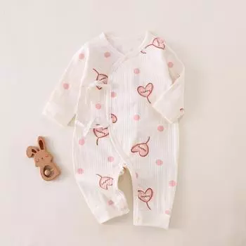 Детский комбинезон из хлопка премиум-класса с длинными рукавами, с боковыми отворотами, стиль весна-осень 59cm, Spring and autumn double stitch Mickey