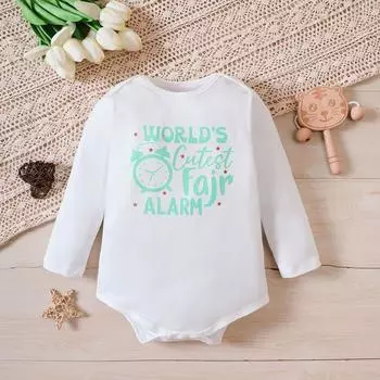 Детский комбинезон на 1-18 месяцев с принтом «Самый милый будильник Фаджр» с длинными рукавами 1-3M