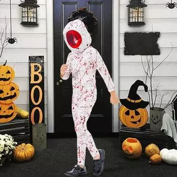 Детский комбинезон на Хэллоуин, костюм косплея «Мрачный жнец», комбинезон с накидкой, детский маскарадный костюм «Дьявольский глаз», наряд для карнавальной вечеринки, сценического выступления S черный белый