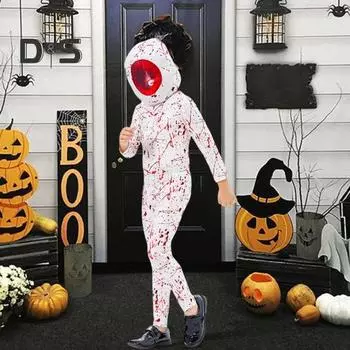 Детский комбинезон на Хэллоуин, костюм косплея «Мрачный жнец», комбинезон с накидкой, детский маскарадный костюм «Дьявольский глаз», наряд для карнавальной вечеринки, сценического выступления S черный белый