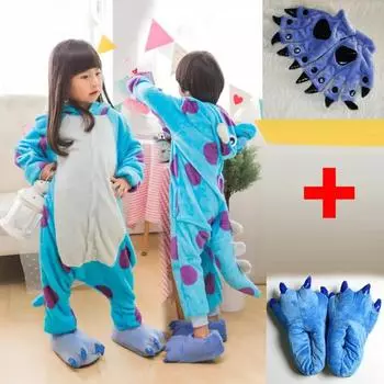 Детский комбинезон, подарок на Новый год, пижамы с обувью, перчатки, костюм животного, детский костюм кигуруми для косплея 8T