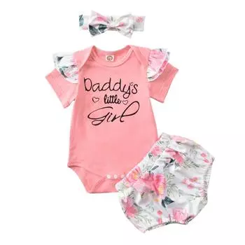 Детский комбинезон с буквами для девочек, комплект пердежных штанов, комплект летней одежды, комплект шорт с цветочным принтом M