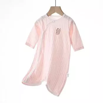 Детский комбинезон с длинными рукавами, хлопковый тонкий однобортный комбинезон с кондиционером для мальчиков и девочек 3–18 м 66cm жёлтый