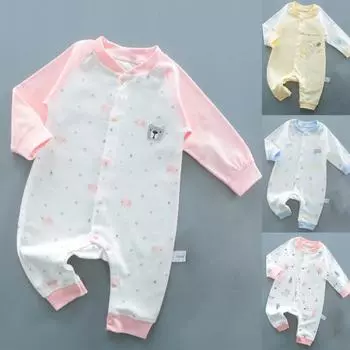 Детский комбинезон с милым принтом и длинными рукавами, дышащий весенний теплый детский комбинезон, одежда для мальчиков и девочек XS жёлтый