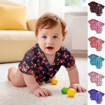 Детский комбинезон с принтом - легкая цельная одежда для новорожденных 12 чёрный