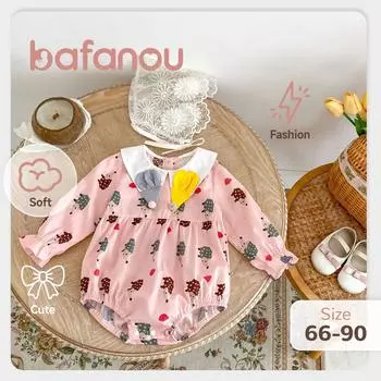 Детский комбинезон с рисунком из мультфильмов для новорожденных, комбинезон с длинными рукавами, милый осенний комбинезон для девочек, bafanou 62185 66cm(3-6M) розовый