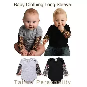 Детский комбинезон с татуировкой Комбинезон для малышей Домашняя одежда 100cm чёрный