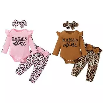 Детский комбинезон, топ и штаны с бантом для волос, комплект из 3 предметов, одежда для кроватки 70