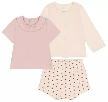 Детский комплект A09MM Milky 12 месяцев 74 см [Petit Bateau] 3 предмета Белый/Многоцветный