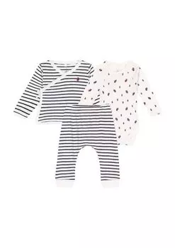 Детский комплект A0BNA 18 месяцев 81 см [Petit Bateau] 3 предмета Белый/Темно-синий