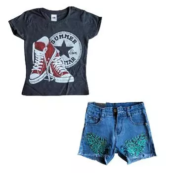 Детский комплект Футболка + Хлопковые шорты