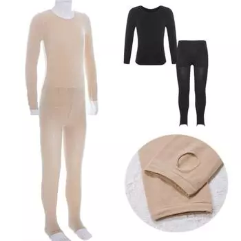 Детский комплект из двух предметов для девочек, тренировочный костюм для балета и танцев, термобелье, эластичный топ с круглым вырезом и длинными рукавами, леггинсы 3-4 Years