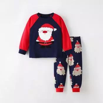 Детский комплект из двух предметов, весна-осень 2025, новый хлопковый костюм, повседневный, с круглым вырезом, кавайный мультяшный принт, топы с длинными рукавами и штаны, одежда для мальчиков и девочек 2Y