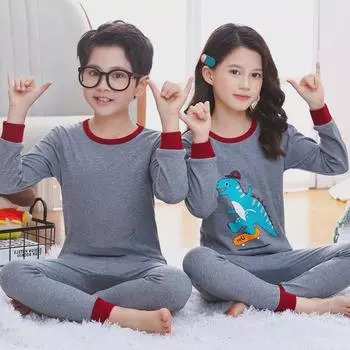 Детский комплект из хлопкового свитера и штанов с рисунком из мультфильма: Осенне-зимние пижамы или домашняя одежда 100cm