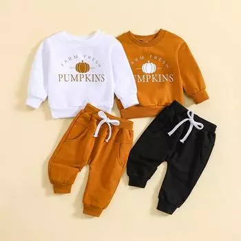 Детский комплект из пуловера и брюк с буквенным принтом 100