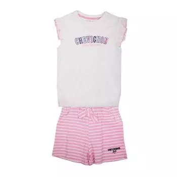 Детский комплект из топа и шорт в полоску CHEVIGNON 6 ans розовый