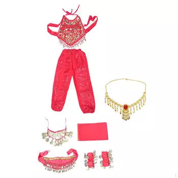 Детский комплект костюмов для танца живота для выступления красный