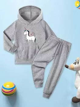 Детский комплект одежды для мальчиков и девочек: пальто с длинными рукавами + спортивные штаны, спортивная одежда, детский спортивный костюм, От 3 до 12 лет 120 чёрный