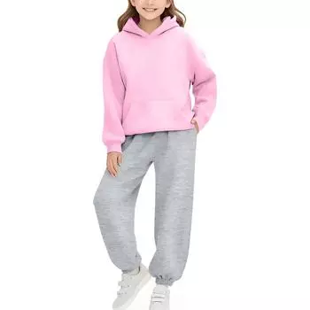 Детский комплект однотонных толстовок (брюки + топ) 110