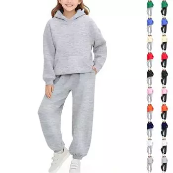 Детский комплект однотонных толстовок (брюки + топ) 110