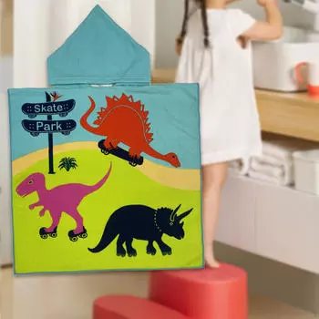 Детский комплект пляжных полотенец с капюшоном - Уютный купальник Essential Blue Dinosaur