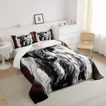 Детский комплект постельного белья 3D Cow Series, пододеяльник, пододеяльник, двойные чехлы королевского размера 90*190