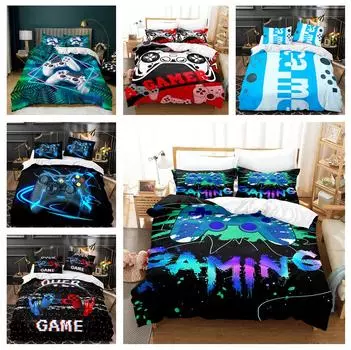 Детский комплект постельного белья с игровой мышью, полноразмерный комплект с двумя односпальными кроватями, пододеяльник для спальни и наволочка, мягкий пуховый пододеяльник UK Single 135x200cm