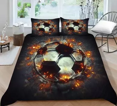 Детский комплект постельного белья с принтом 3D футбола, одеяло для детей, школьников, взрослых, мягкая, теплая, комплект постельного белья, покрывала, наволочки, удобные Single 135x200cm