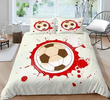 Детский комплект постельного белья с 3D футбольным принтом, комплект постельного белья, постельное белье, одеяло, детская школьная кровать для взрослых, удобная кровать из трех предметов Single 135x200cm