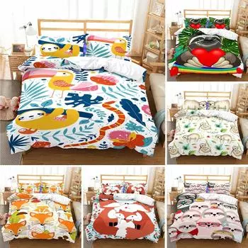 Детский комплект постельного белья с рисунком из мультфильма «Ленивец» 3D, роскошный пододеяльник с изображением принцессы, детский семейный комплект с одной двуспальной кроватью и одной двуспальной кроватью 70x133cm 2pcs