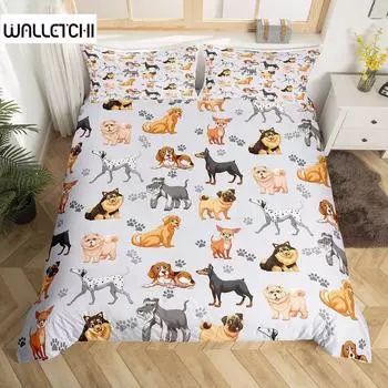 Детский комплект постельного белья с милыми собаками, постельное белье с мультяшными собаками, одеяло для мальчиков и девочек, детский питомец, щенок, животное, полиэстер, пододеяльник EU single(135x200cm)