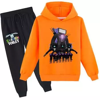 Детский комплект с 3D толстовкой Skibidi, пуловер для туалета, спортивный костюм, детский свитер + брюки