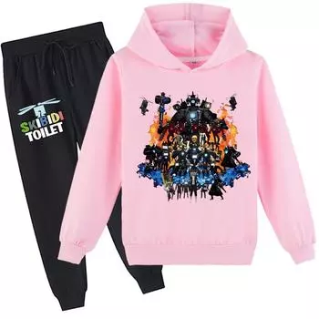 Детский комплект с 3D толстовкой Skibidi, пуловер для унитаза, спортивный костюм, детский свитер + брюки Спикермен