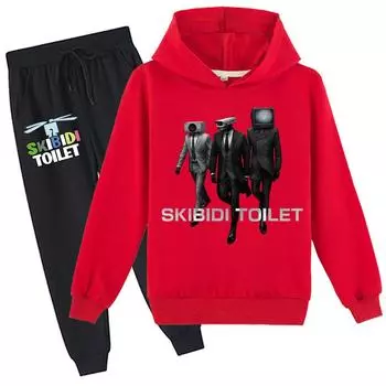 Детский комплект с 3D толстовкой Skibidi, пуловер для унитаза, спортивный костюм, детский свитер + брюки Спикермен