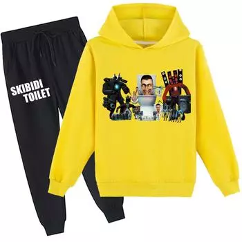Детский комплект с 3D толстовкой Skibidi, пуловер для туалета, спортивный костюм, детский свитер + брюки