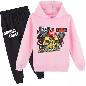 Детский комплект с 3D толстовкой Skibidi, пуловер для унитаза, спортивный костюм, детский свитер + брюки Спикермен 170 жёлтый
