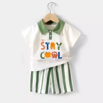 Детский комплект с короткими рукавами, летние тонкие шорты для мальчиков, домашняя одежда из чистого хлопка, летний костюм для девочек