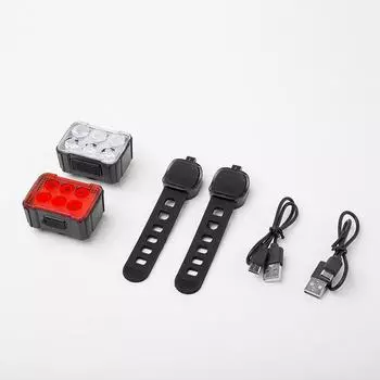 Детский комплект светодиодных фонарей для велосипеда: Яркая фара и водонепроницаемый мигающий задний фонарь для ночной езды 078 Two headlights