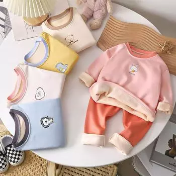 Детский комплект теплого нижнего белья, осенние и зимние комплекты для девочек и мальчиков, два толстых комплекта 80cm