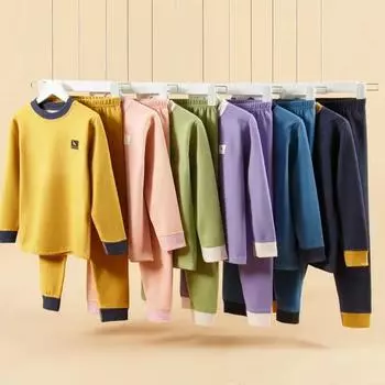 Детский комплект термобелья 7A, антибактериальный, осенне-зимний, теплая одежда для детей, шерсть, натуральный шелк, подростковая одежда для мальчиков и девочек, домашняя одежда 110cm фиолетовый