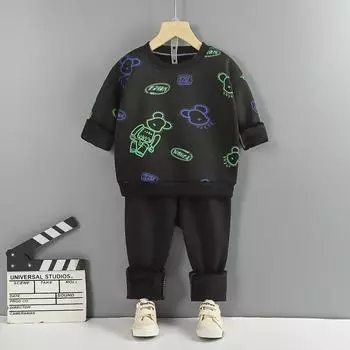 Детский комплект термобелья, осенне-зимний комплект плотной домашней одежды для мальчиков и девочек 80cm