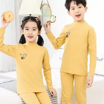 Детский комплект термобелья средней длины - весна 2025 г. Фланелевые штаны для детей 100cm